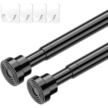 Tringle à rideaux à ressort réglable 33-56 po noire