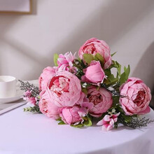 Bouquet de pivoines artificielles – Rose clair printanier, 13 tiges
