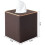 Beige tissuebox van PU-leer met gouden rand 3