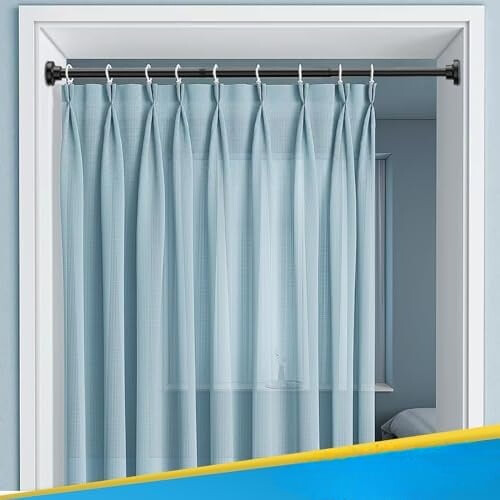 Bară de perdea cu arc reglabil, 84-147 cm, neagră 1