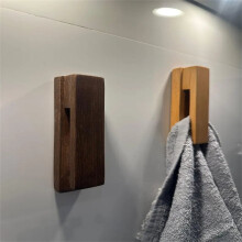 Porte-serviettes mural en bois massif naturel