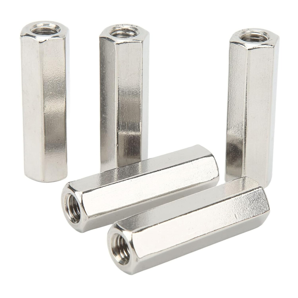 5 Pcs Hex Coupling Nut M10 X 1.5 Female Thread 17Mm Outer Diameter 60Mm Length Nuts Connector 304 Stainless Steel Silver Rod Coupling Nuts 9448990321735