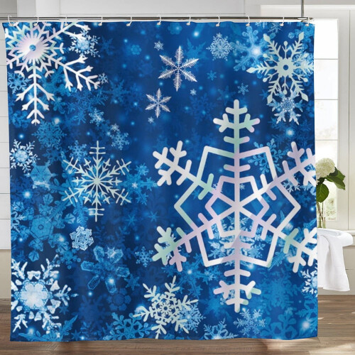 Julsnöflinge duschdraperi 72x72 tum polyester 2