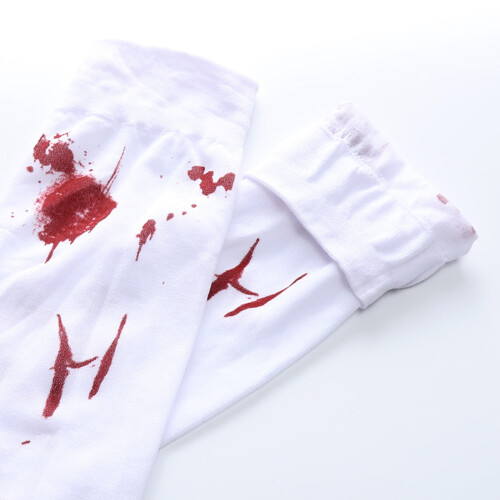 Damen-Kniestrümpfe aus gestreiftem, rotem Nylon, Einheitsgröße 1