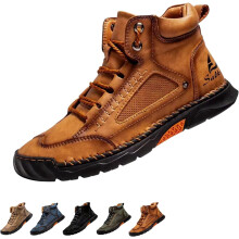 Surastep Men's Handmade Genuine Leather Waterproof Work Boots, Wide Toe Box & Arch Support, Non-Slip Outdoor Shoes – Compatible with All Surastep