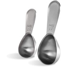 18/8 Stainless Steel Coffee Scoop (1Tbsp & 2Tbsp / 15ml & 30ml), Short Handle, for Ground Coffee or Beans – Silver