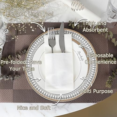 Engångsservetter med linnekänsla 16" x 16" 150-pack 1