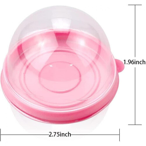 100 cajas de plástico transparente rosa para cupcakes de 2,75" x 2" 2