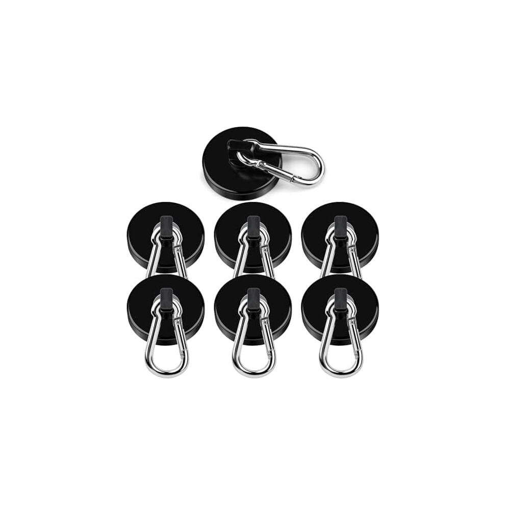 Black Magnetic Hooks, 110Lbs Heavy Duty Neodymium With Swivel Carabiner, For Fridge & Magnetic Surfaces, Pack Of 7 9110895539712
