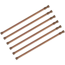 6-Pack Spring Tension Curtain Rods 28-48", Adjustable No-Drill for Windows, Kitchen, Bath, Doorway, Cupboard (Oak)