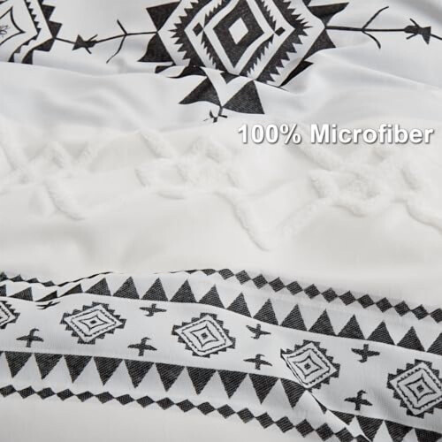 Boho Black & White Duvet Cover Set Queen 3 pcs 2