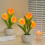 Luminária de mesa Art Déco com LED em formato de tulipa e alimentação USB. 3