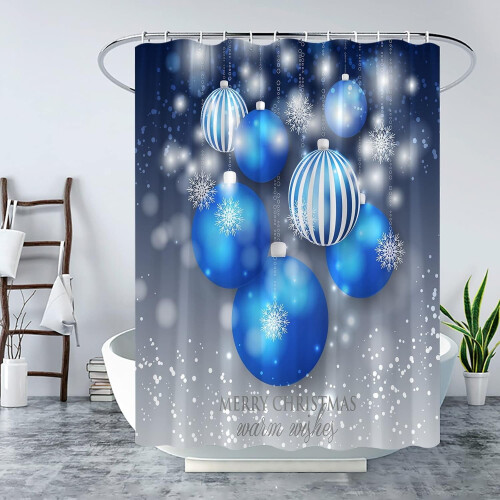 Weihnachtsduschvorhang blau-silberne Schneeflocken