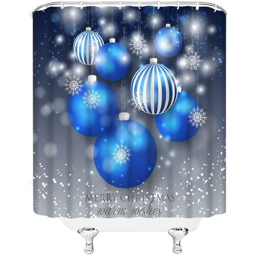 Weihnachtsduschvorhang blau-silberne Schneeflocken 1