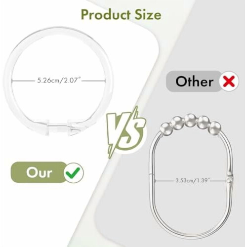 Clear Plastic Shower Curtain Rings – O-Shaped, Snap 1