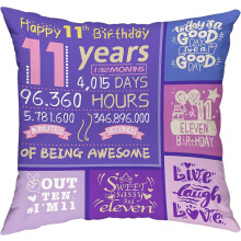 11th Birthday Pillow Covers Gifts for Girl Happy Birthday Decorations for 11 Year Old Girl Birthday Gift Ideas Throw Pillow Covers 18 x 18 inch