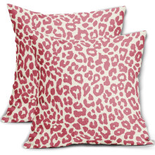 Conjunto de 2 capas de almofada com estampa de leopardo rosa, 50x50cm (20x20 polegadas).