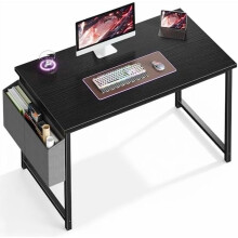 Computer Desk 44 Inch Home Office Desks for Small Spaces, Gaming Writing Study Work Table with Storage Bag for Bedroom, Black