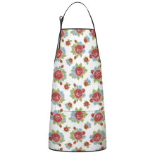 Pioneer Flower Cotton Linen Apron with Pockets 33x27 Inch