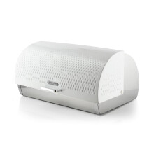 Swan Elegance Bread Bin with Textured Gloss Finish, Roll Top Design and Ventilation for Longer Freshness, 14L, White, SWKA18532WHT