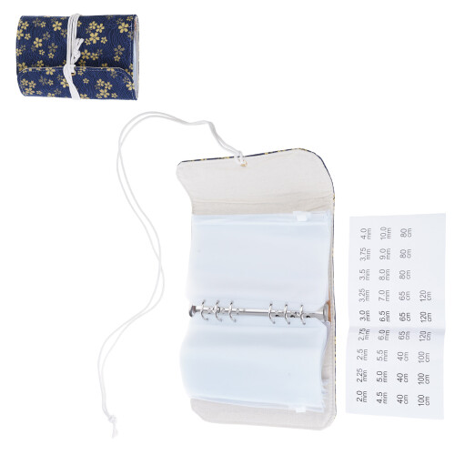 Knitting Needle Case with Removable 6 Hole PVC-black flower