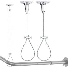 2Pcs Stainless Steel Adjustable Shower Rod Brackets For Slanted