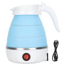 Travel Electric Kettle 110V Foldable Silicone Portable Water Boiler Fast Boiling Blue