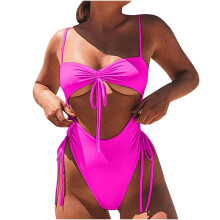 Conjunto de biquíni feminino casual, liso ou estampado, com cintura marcada e recortes. Promoção de verão!
