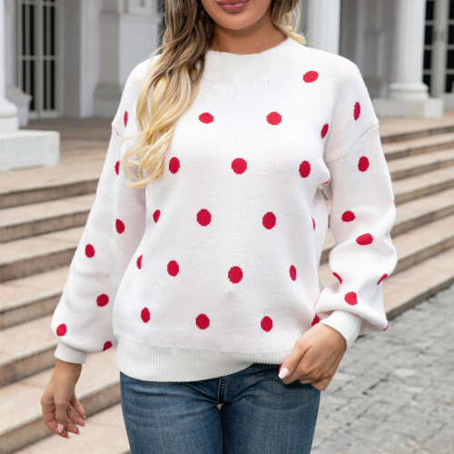 Women's Christmas sweater polka dot long sleeve 1