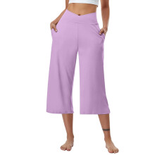 Summer Plus Size Capris for Women Casual Loose Soft Solid Color Mid Waist Pants Trousers S-3XL
