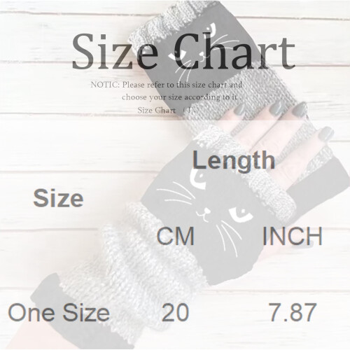 Gants tricotés sans doigts patchwork brodés de chat 1