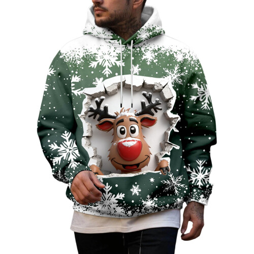 Moletom com capuz masculino de Natal feio com estampa de inverno