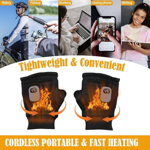 Heated Gloves with Digital Display, Rechargeable, Touchscreen-Compatible, Constant Temp, Fingerless – Compatible with All Devices 2