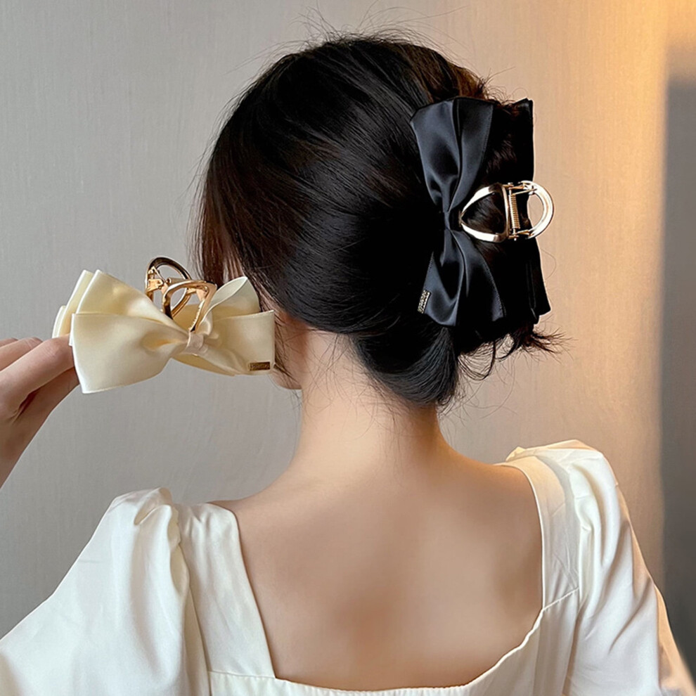 Golden Alloy Hair Claw Clip for Thick Hair with Satin