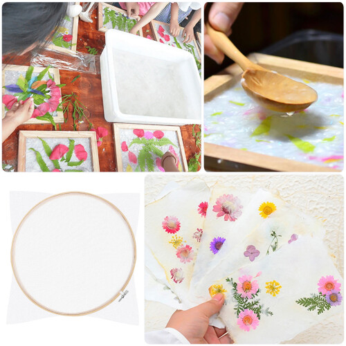 OUNONA Screen Frame Kit Round Paper Making Mold White Wood 1Pack 1