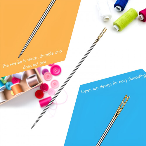 24 Pieces Easy Threading Needles Blind Needles Self-Threading Open Needles Sewing Needles Hand Embroidery 3 Sizes 1