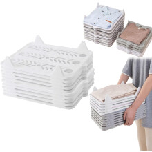 10 PCS Stackable Closet Organizer for Shirts, Jeans & T-Shirts, Space-Saving Wardrobe Storage (White)