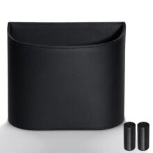 Leather Car Trash Can – Leakproof & Wipe-Clean Car Trash Bin for Cars, SUVs & Trucks | Includes 60 Trash Bags, Easy Install, Black