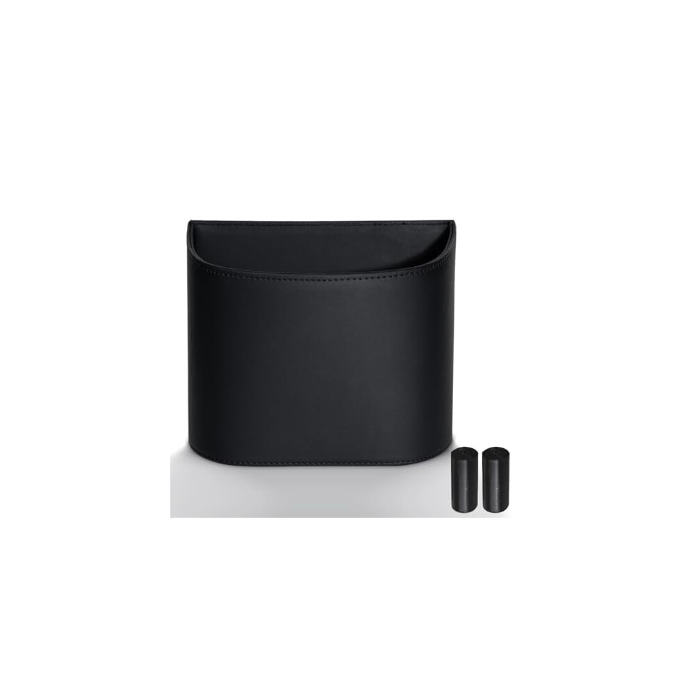 Leather Car Trash Can Â Leakproof & Wipe-Clean Car Trash Bin For Cars, Suvs & Trucks | Includes 60 Trash Bags, Easy Install, Black 9357860814737