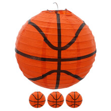 Lanternes suspendues orange en forme de ballon de basket (4 pièces)