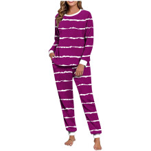 Dam vinterpyjamas med dubbel fleece och raglanmönster, lång