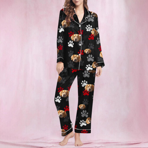 Dampyjamasset med hundtassar, långärmat, 2 delar 1