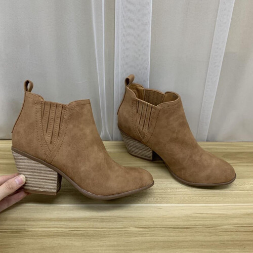 Γυναικείες Φθινοπωρινές Μπότες Vintage Slip On Μπότες με Μυτερή Μύτη και Στρογγυλό 1