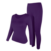 Ropa interior térmica para mujer, conjuntos de ropa interior larga, cuello redondo, capas base finas.