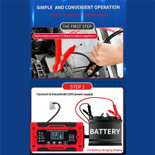 12V&24V 6A  Fully Automatic Battery Charger with Temperature Compensation for Car Truck Motorcycle Battery US Plug