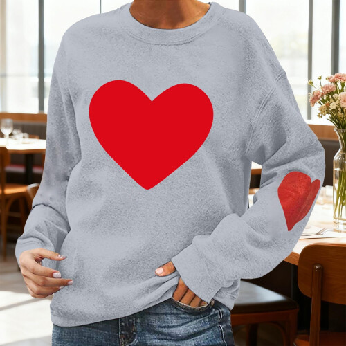 Γυναικείο φούτερ με στάμπα Love για την ημέρα του Αγίου Βαλεντίνου, casual πουλόβερ με 1
