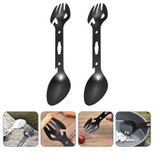 2Pcs Portable Tableware Stainless Steel Spork for Men and Women