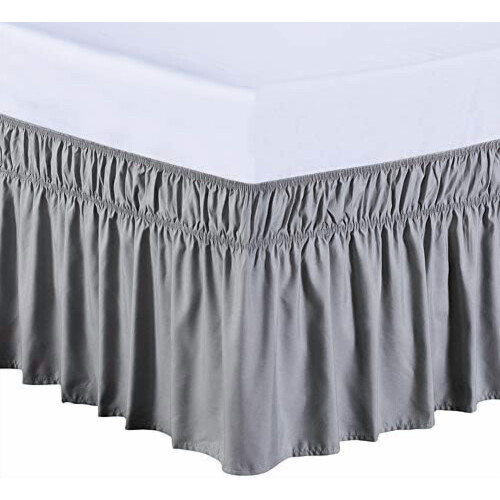 Grauer, umlaufender Bettrock (Queen/King Size)