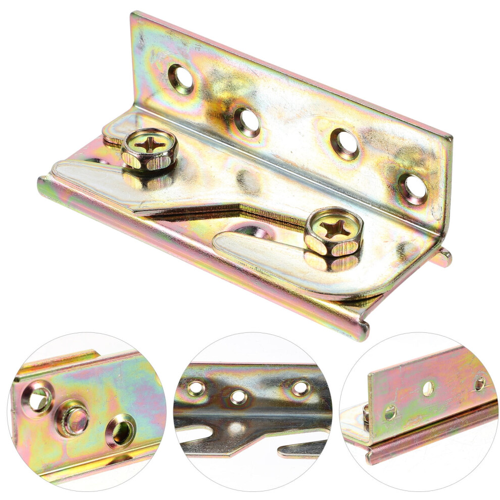 4 Pcs Bed Rail Fitting Connectors Frame Replacement Parts Golden 9357860817844