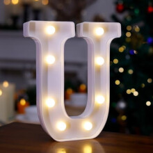 LED-es világító U betűs tábla – elemes, kompatibilis a kiállított standokkal, esküvőkre, partikra, karácsonyra és lakberendezésre